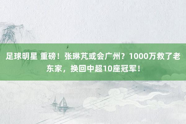 足球明星 重磅！张琳芃或会广州？1000万救了老东家，换回中超10座冠军！