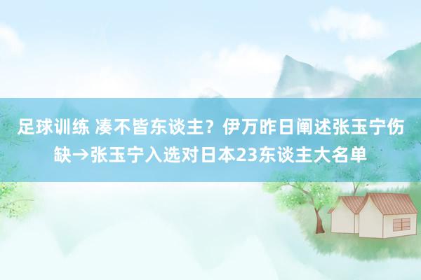 足球训练 凑不皆东谈主？伊万昨日阐述张玉宁伤缺→张玉宁入选对日本23东谈主大名单