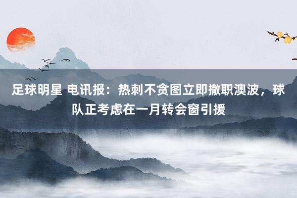 足球明星 电讯报：热刺不贪图立即撤职澳波，球队正考虑在一月转会窗引援