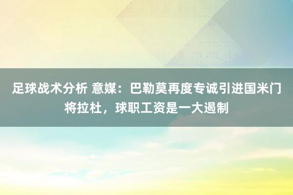 足球战术分析 意媒：巴勒莫再度专诚引进国米门将拉杜，球职工资是一大遏制